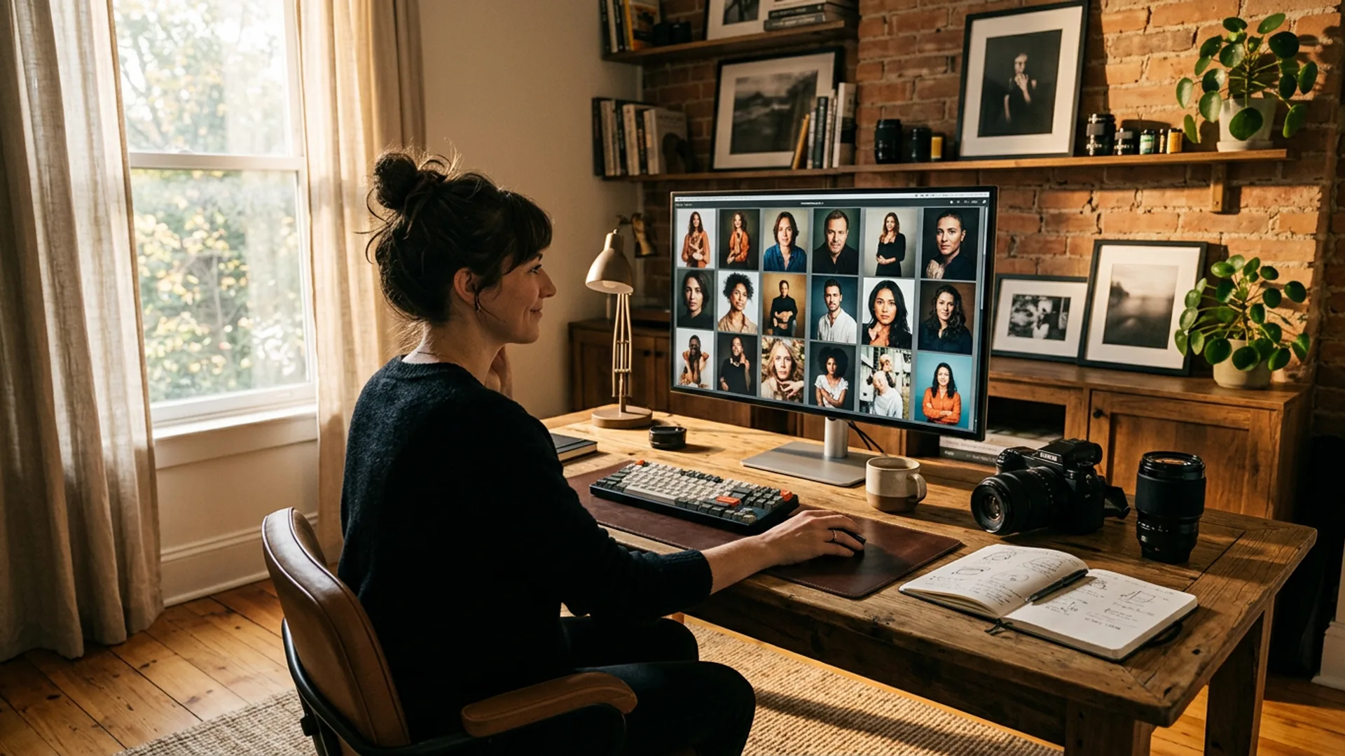 Photographer reviewing images with client in Stillframe